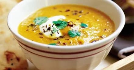 Spiced carrot and lentil soup, image from BBC Good Food