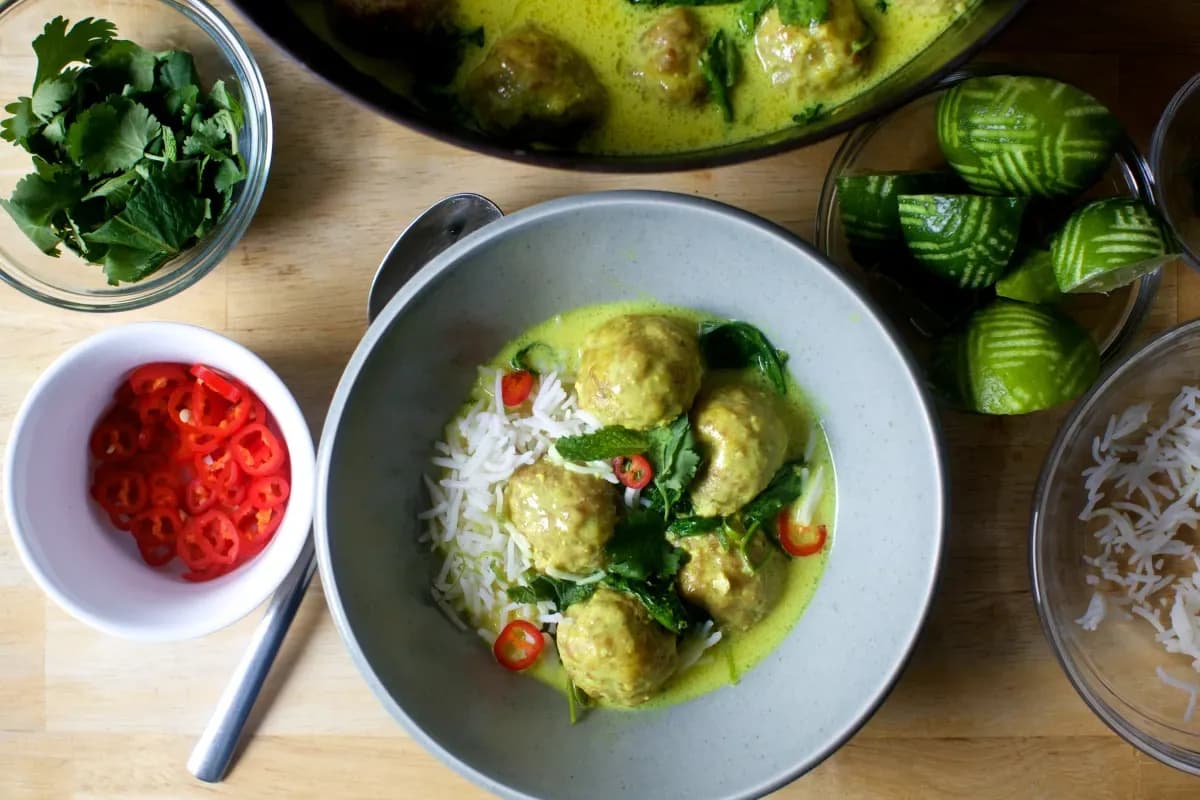 Braised ginger meatballs in coconut broth, image from Smitten Kitchen